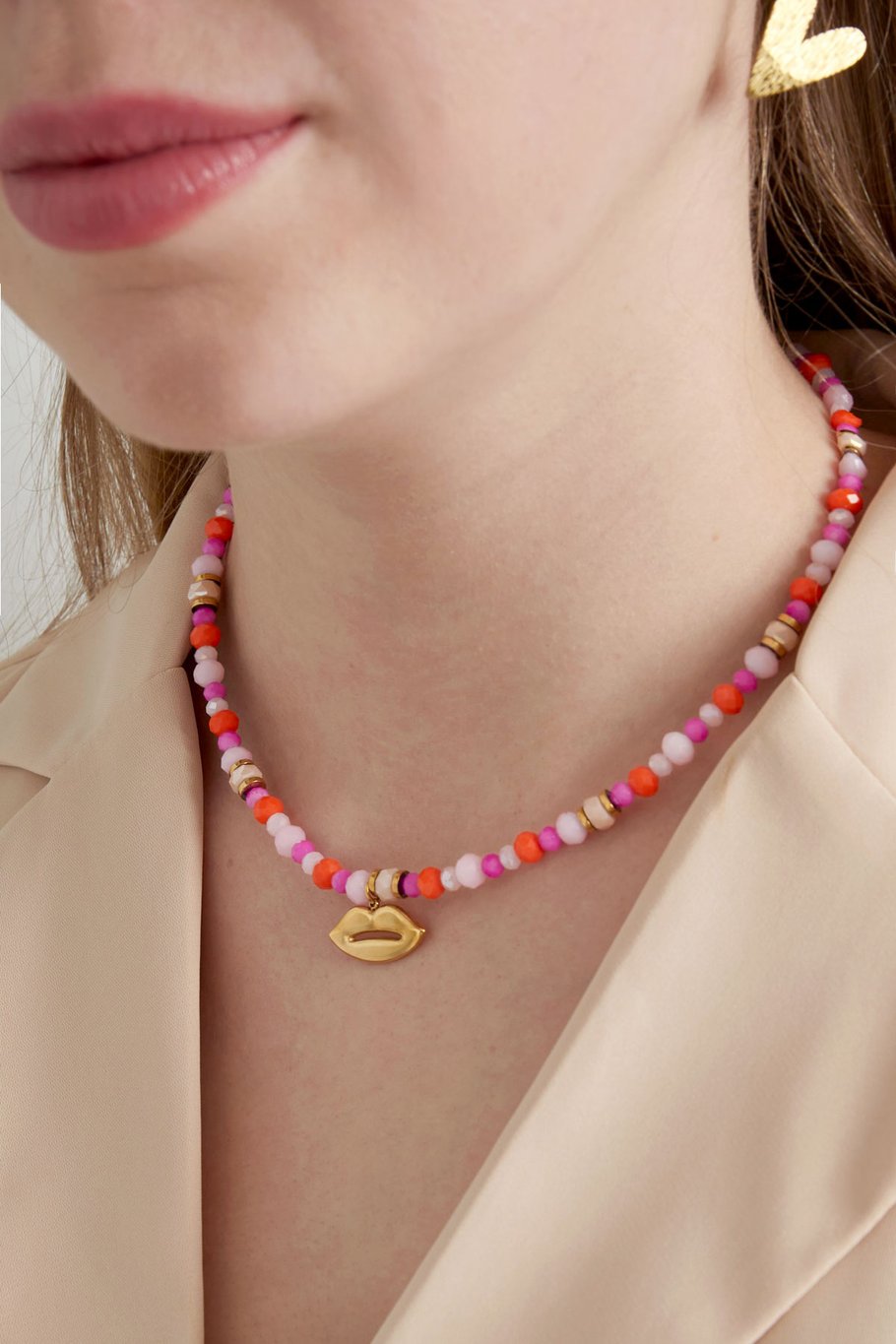 colorful necklace joyful kiss - pink  Picture2